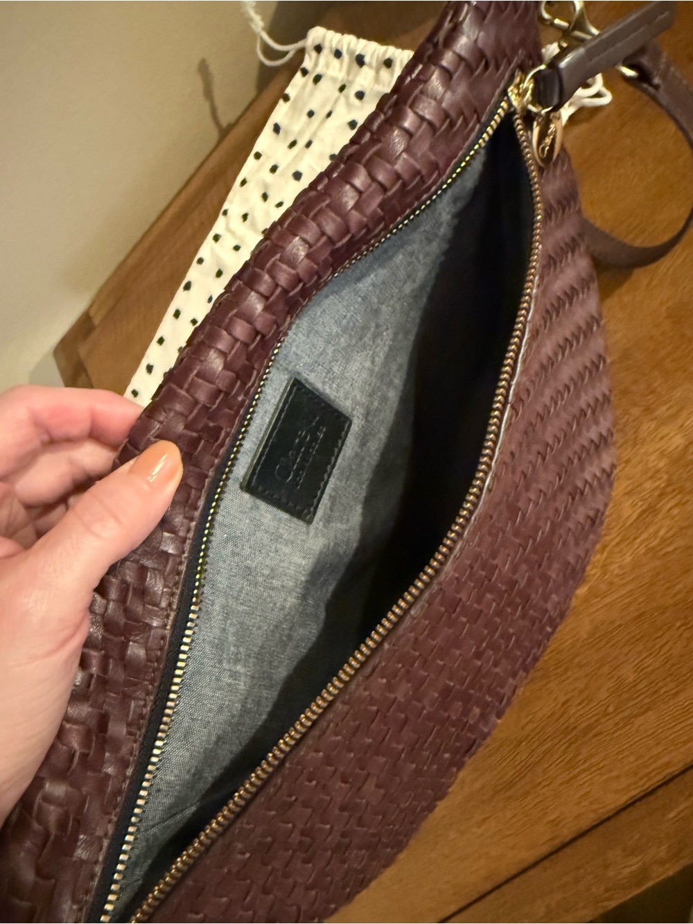 Clare V Woven Leather Grande Fanny Crossbody Bag in Plum Dark Purple EUC - Picture 2 of 4